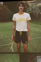 Load image into Gallery viewer, Unisex Laurel Canyon Tennis Club Ringer Tee in Vintage White / Mellow Yellow