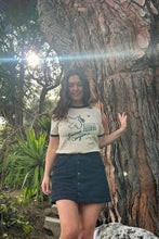 Load image into Gallery viewer, Unisex Laurel Canyon Peace Dove Tennis Ringer Tee in Cream / Dark Green