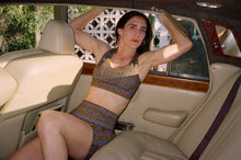 Load image into Gallery viewer, 1972 Printed Biker Shorts with Pockets in Black Rainbow