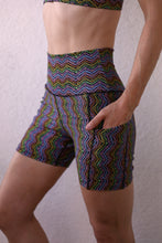 Load image into Gallery viewer, 1972 Printed Biker Shorts with Pockets in Black Rainbow