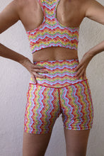 Load image into Gallery viewer, 1972 Printed Biker Shorts with Pockets in White Rainbow
