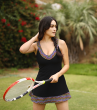 Load image into Gallery viewer, 1972 Tennis Active Dress with Built-in Bra & Shorts in Black