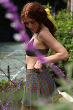 Load image into Gallery viewer, 1972 Tennis Skirt with Pockets in Black Rainbow Print