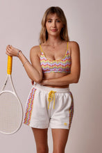 Load image into Gallery viewer, 1972 Tennis Bikini Bralette in White Rainbow Print