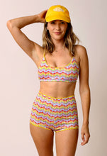 Load image into Gallery viewer, 1972 Tennis Bikini Bottoms in White Rainbow Print