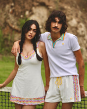 Load image into Gallery viewer, Cotton Knit Crochet Men's Polo in White