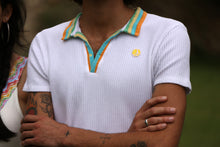 Load image into Gallery viewer, Cotton Knit Crochet Men's Polo in White