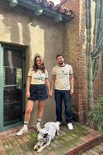 Load image into Gallery viewer, Unisex Laurel Canyon Peace Dove Tennis Ringer Tee in Cream / Dark Green