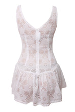 Load image into Gallery viewer, White Lace Tennis Dress with Vintage Drop-Waist Silhouette