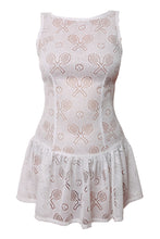 Load image into Gallery viewer, White Lace Tennis Dress with Vintage Drop-Waist Silhouette