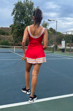 Load image into Gallery viewer, 1972 Tennis Active Dress with Built-in Bra & Shorts in Red
