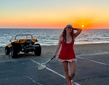 Load image into Gallery viewer, 1972 Tennis Active Dress with Built-in Bra & Shorts in Red