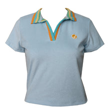 Load image into Gallery viewer, Terrycloth Crochet Women's Polo in Blue
