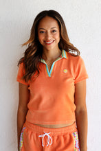 Load image into Gallery viewer, Crochet Women's Polo in Spritz Orange Terry