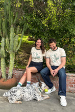 Load image into Gallery viewer, Unisex Laurel Canyon Peace Dove Tennis Ringer Tee in Cream / Dark Green