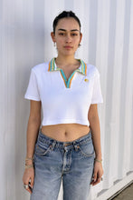 Load image into Gallery viewer, Cotton Knit Crochet Polo - Boxy Crop Top