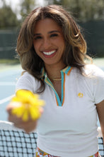 Load image into Gallery viewer, Terrycloth Crochet Women's Polo in White