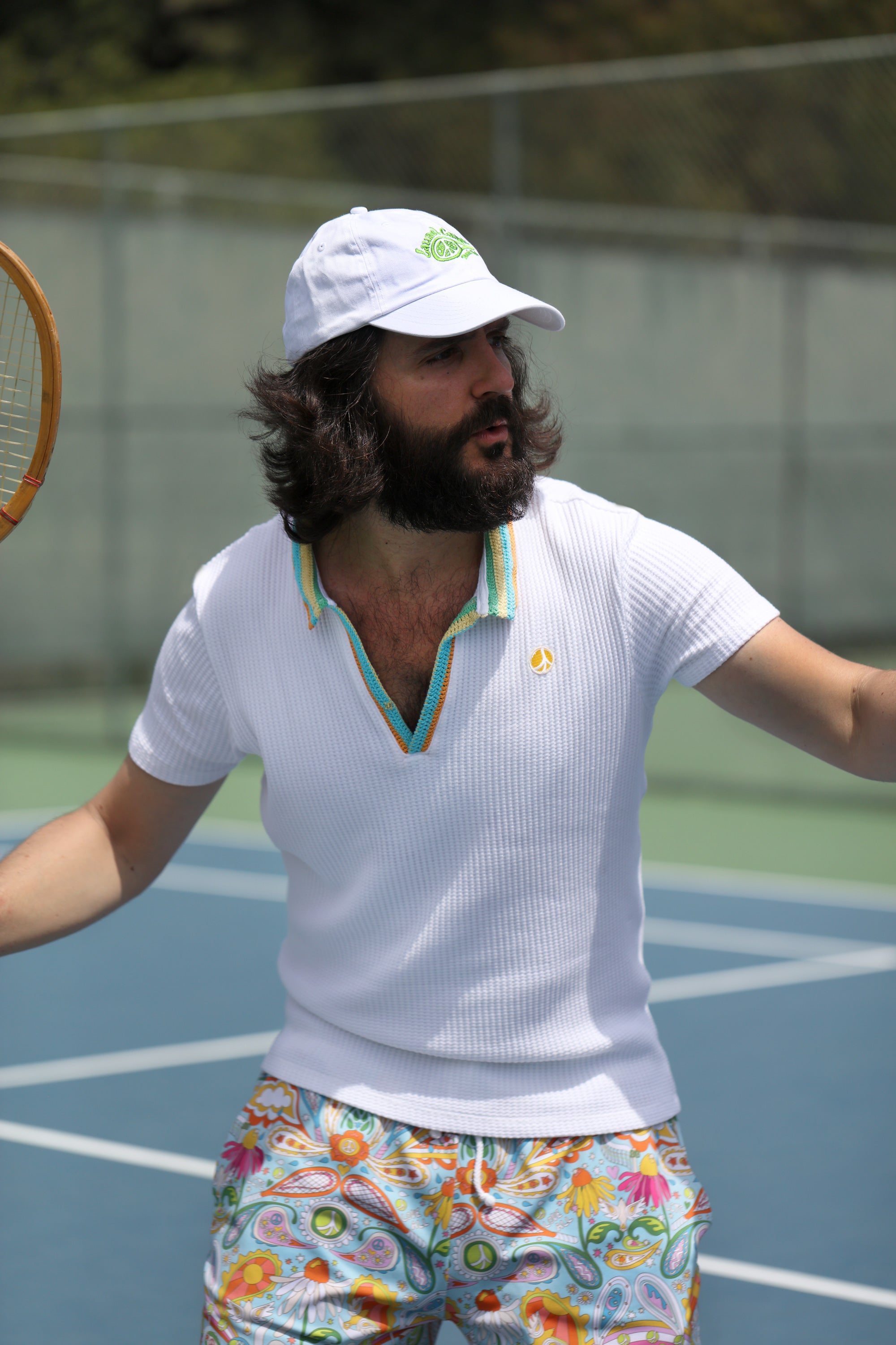 Cotton Knit Crochet Polo in White – Laurel Canyon Tennis Club