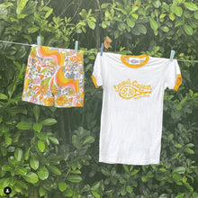 Load image into Gallery viewer, Unisex Laurel Canyon Tennis Club Ringer Tee in Vintage White / Mellow Yellow