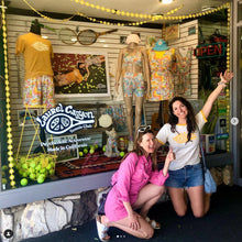 Load image into Gallery viewer, Unisex Laurel Canyon Tennis Club Ringer Tee in Vintage White / Mellow Yellow