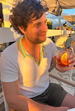Load image into Gallery viewer, Cotton Knit Crochet Men&#39;s Polo in White
