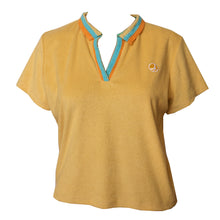 Load image into Gallery viewer, Terrycloth Crochet Women&#39;s Polo in Yellow
