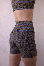 Load image into Gallery viewer, 1972 Printed Biker Shorts with Pockets in Black Rainbow

