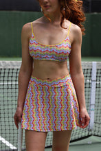 Load image into Gallery viewer, 1972 Tennis Skirt with Pockets in White Rainbow Print
