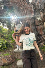 Load image into Gallery viewer, Unisex Laurel Canyon Peace Dove Tennis Ringer Tee in Cream / Dark Green
