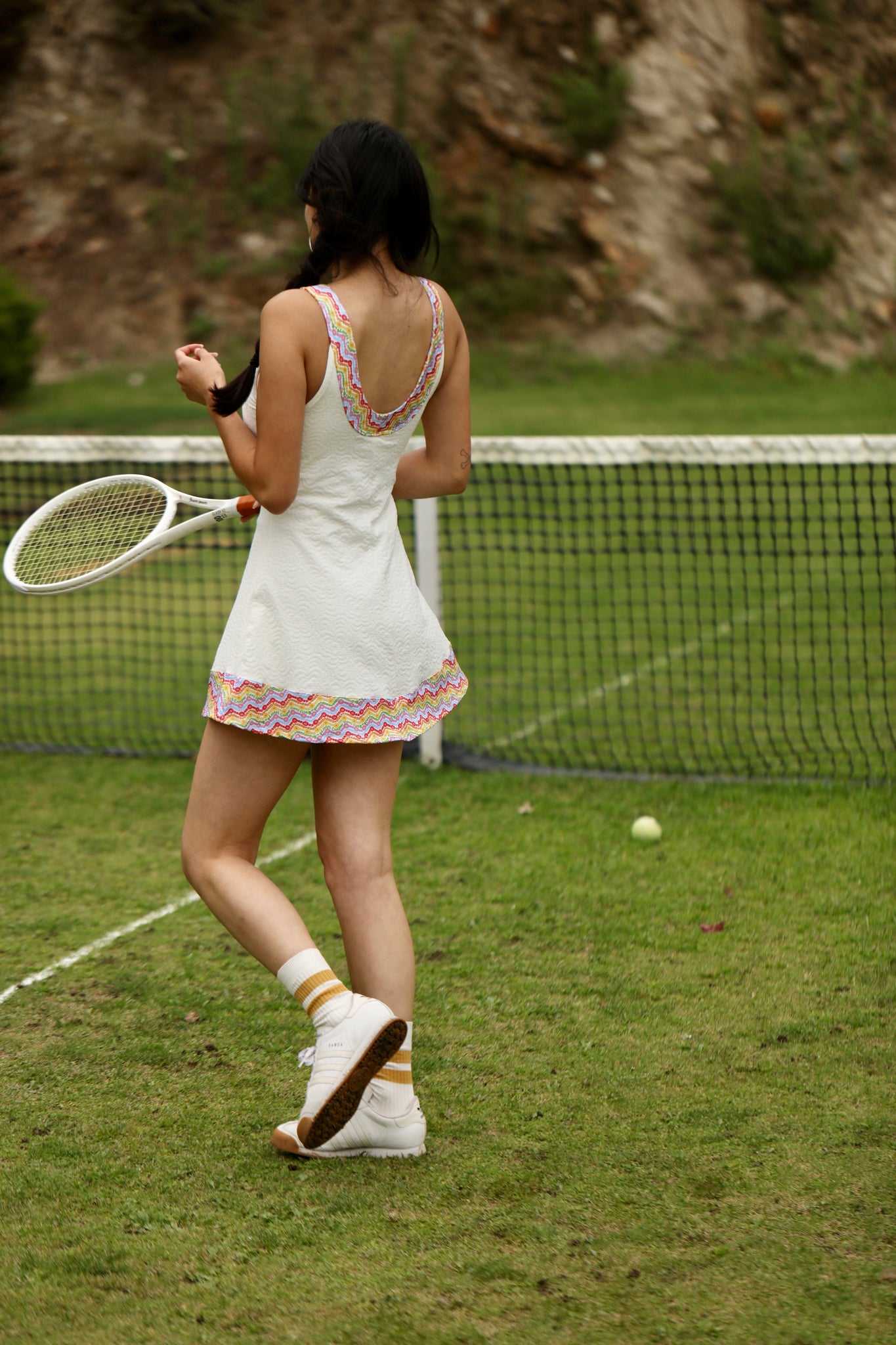 1972 Tennis Active Dress with Built-in Bra & Shorts in White M 1972 Tennis Active Dress with Built-in Bra & Shorts in White M