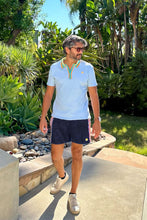 Load image into Gallery viewer, Crochet Men's Polo in Light Blue Cotton Knit

