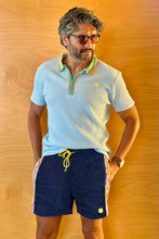 Load image into Gallery viewer, Crochet Men's Polo in Light Blue Cotton Knit

