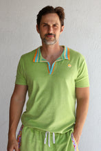 Load image into Gallery viewer, Crochet Men's Polo in Grass Green Terry
