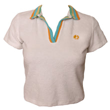 Load image into Gallery viewer, Terrycloth Crochet Women&#39;s Polo in White
