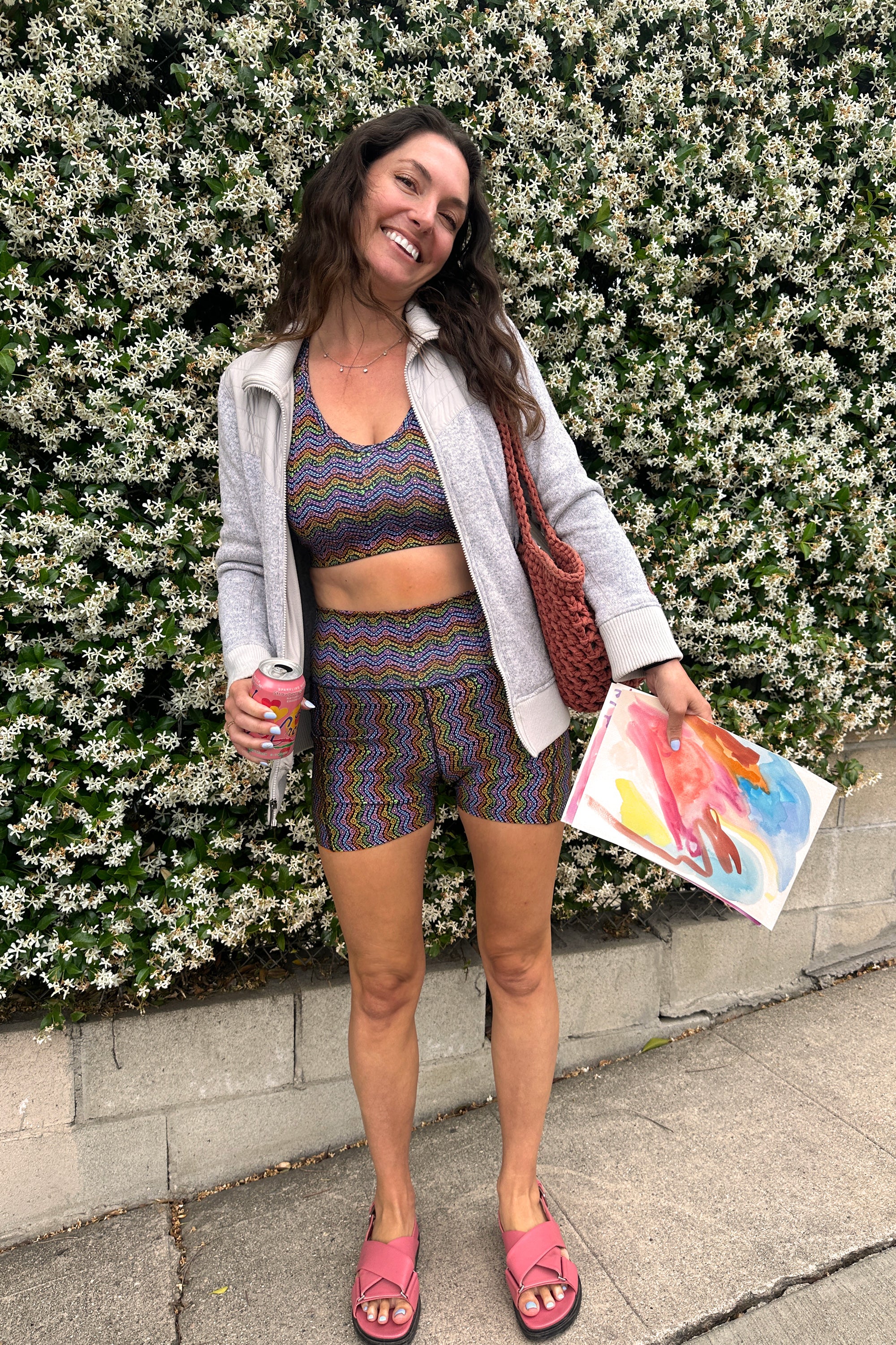 1972 Printed Biker Shorts with Pockets in Black Rainbow – Laurel
