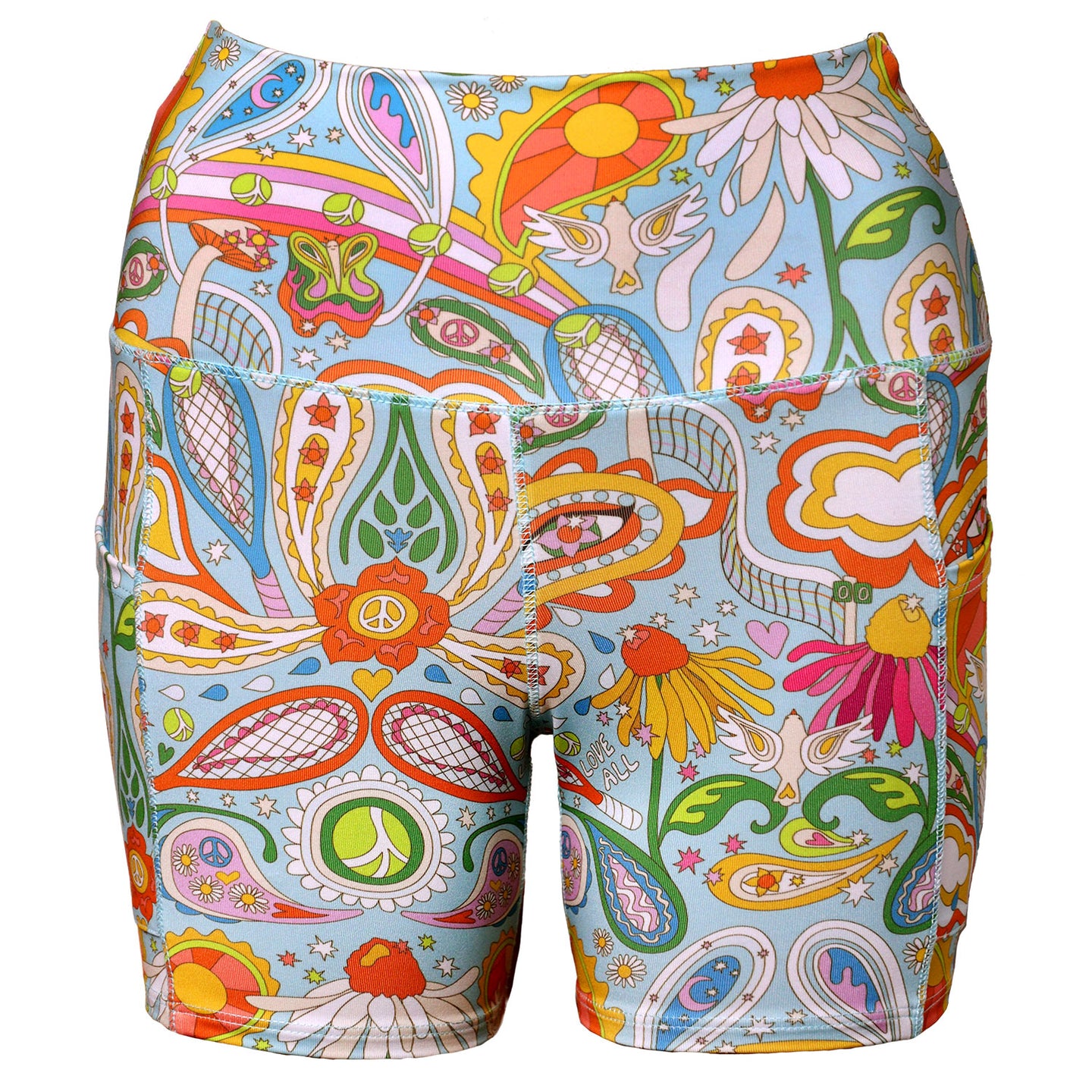 Love All Paisley Printed Biker Shorts with Pockets