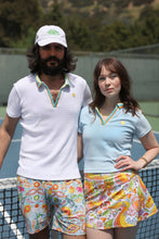 Load image into Gallery viewer, Zero-Waste Terrycloth Crochet Polo in Blue
