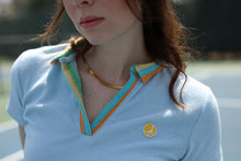 Load image into Gallery viewer, Zero-Waste Terrycloth Crochet Polo in Blue
