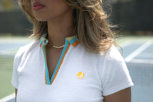 Load image into Gallery viewer, Terrycloth Crochet Women&#39;s Polo in White
